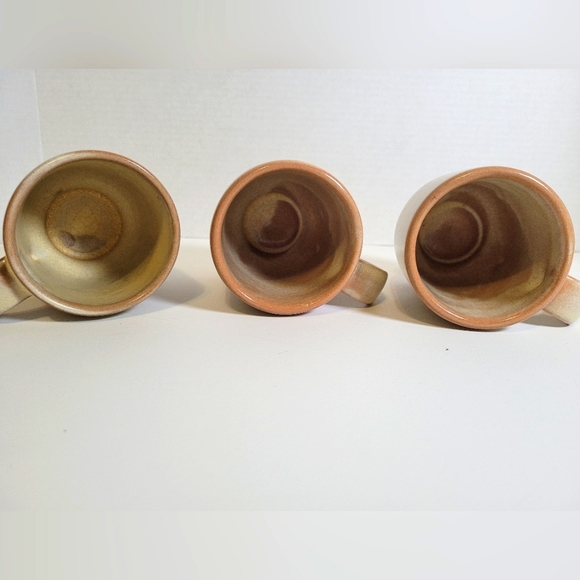 Set of 3 Vintage Frankoma Pottery #C2 Pedestal Mugs-Desert Gold Glaze - Picture 2 of 7
